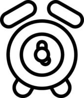 A black and white outline of an alarm clock vector