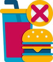 A hamburger and a drink with a no sign vector