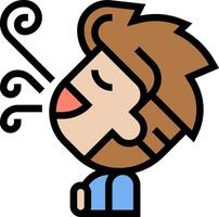 A cartoon man blowing a cloud of steam vector