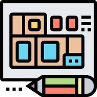A pencil and a piece of paper are next to a computer vector