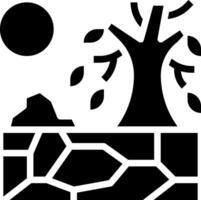 A tree and a rock with a sun in the background vector