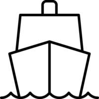 A line drawing of a boat in the ocean vector
