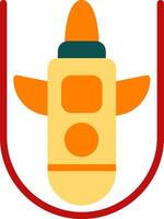 A yellow and orange bottle with a red handle vector