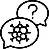 A black and white image of two speech bubbles with a question mark vector