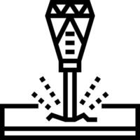 A black and white icon of a drill vector