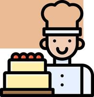 A cartoon chef holding a cake vector