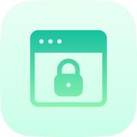 A green and white icon with a padlock vector