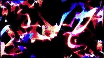 Abstract neon colorful light dance on a black background, seamless loop. Design. Endless vivid motion of colorful substance or energy. video