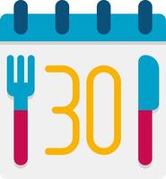 A calendar with a fork and knife on it vector