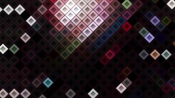 Abstract diagonal square mosaic pattern background, seamless loop. Motion. Small same size squared blocks moving randomly on a black backdrop. video