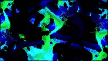 Abstract neon colorful light dance on a black background, seamless loop. Design. Endless vivid motion of colorful substance or energy. video