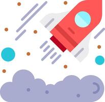 A rocket is flying through the sky with clouds vector
