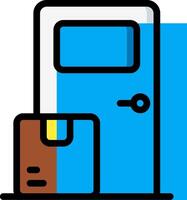 A door with a suitcase and a suitcase vector