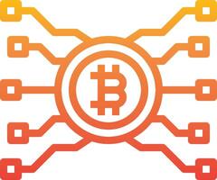 Bitcoin logo with orange and yellow lines vector