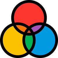 Three circles with different colors in each one vector