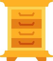 A yellow cabinet with drawers on it vector