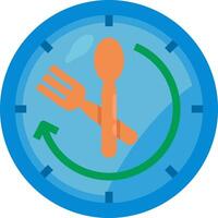 A clock with a fork and spoon in it vector
