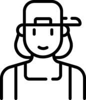A man in a cap and overalls is shown in a line drawing vector