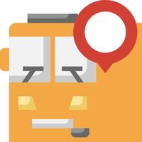 A yellow bus with a red dot on it vector
