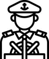 A black and white icon of a man in uniform vector