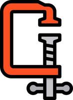 A hammer and screw in an orange square vector