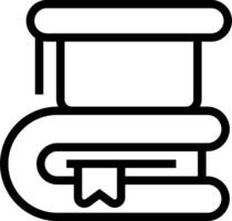 A black and white image of a book with a hat on top vector