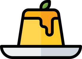 A yellow pudding with a slice of apple on top vector