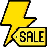 A yellow lightning bolt with the word sale vector
