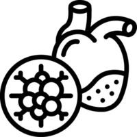 A black and white drawing of a heart and a virus vector