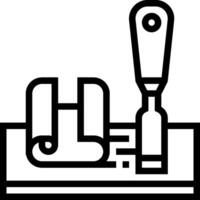 A black and white image of a stamp and a pen vector