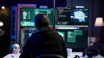 Rogue computer scientist uses AI machine learning to develop zero day exploit undetectable by antivirus. Hacker uses artificial intelligence neural networks to build script tricking firewall, camera B video