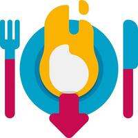 A fork and knife are on a plate with an egg vector