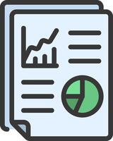 A document with a pie chart and graph vector
