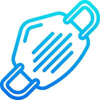 A blue and white icon of a mask vector