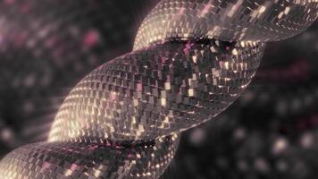Moving 3d line in snake style. Motion. Beautiful 3d tourniquet swirling on shiny background. Moving spiral with shiny snake mosaic video