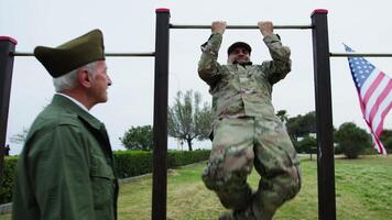 General Checks The Physical Test Of The Military Cadet With Pull-ups video