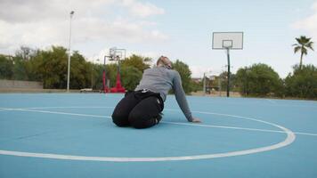 Man Does Stretching Meditation Flexibility After Basketball Game video