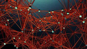Blue background.Design.An orange thin web in abstraction fills the entire footage and breaks . video