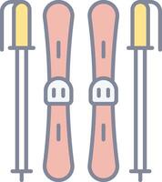 A pair of skis and poles on a white background vector