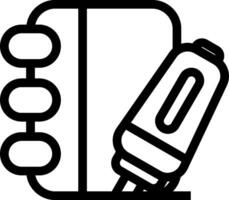 A black and white image of a pen and notebook vector