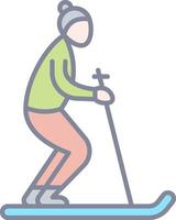 A person on skis is riding down a hill vector