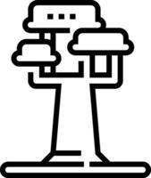A black and white illustration of a tree with a tower vector