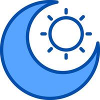 The sun and moon are shown in a blue and white icon vector