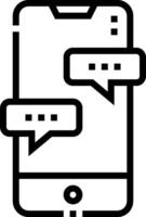 A black and white image of a phone with speech bubbles vector