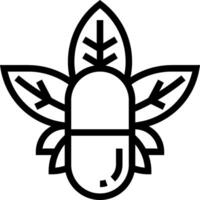 A black and white image of a leaf with a pill inside vector
