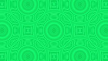Green background.Design. Geometric shapes, large circles and small squares in abstraction, rotate and change size. video