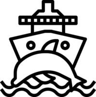 Dolphin and ship icon vector