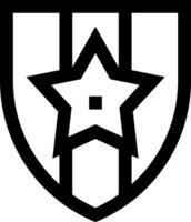 A black and white logo with a star in the center vector