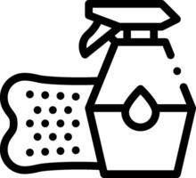 A black and white icon of a spray bottle and a towel vector