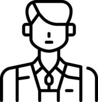 A man in a suit and tie is shown in a line drawing vector